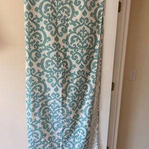 Set of two blue and cream curtains